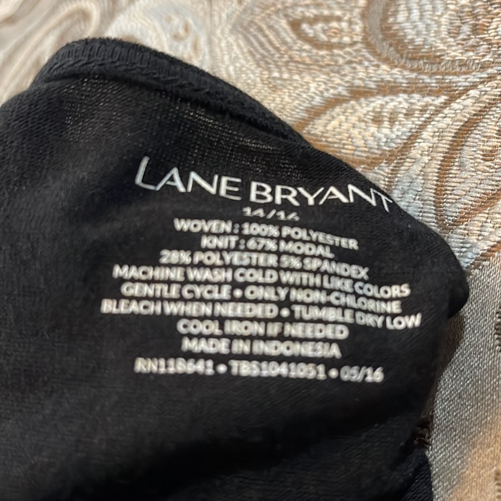 Lane Bryant 3/4 sleeve, front bod: teal, black purple back body: black knit - Picture 8 of 8